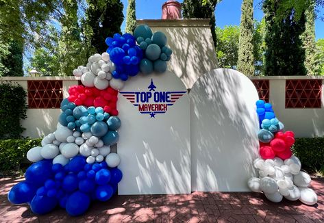 Maverick Birthday Party, Top One Birthday Party Theme, Top One Birthday Party, Top One Birthday, Aviation Graduation, Maverick Top, Birthday Balloon Arch, Air Force Birthday, Second Birthday Ideas