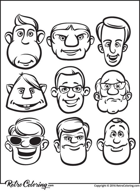 Cartoon Man Face, Rainbow Batman, Faces Coloring Pages, Comic Faces, Funny Face Drawings, Funny Cartoon Faces, Zombie Cartoon, Doodle Art For Beginners, Comic Face