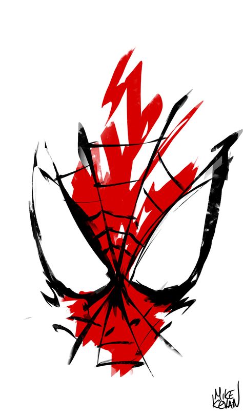 Spidey Red And Black, Spiderman, Paint, Red, White, Black