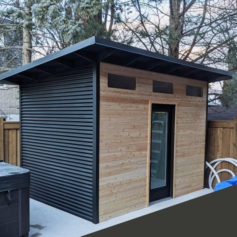 Unique Storage Sheds, Modern Lean To Shed, Small Pool House Ideas, Modern Sheds, Contemporary Sheds, Outside Storage Shed, Shed House Ideas, Generator Shed, Cool Sheds