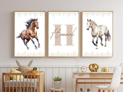 Horses, Flowers, Name Plate, Custom, Horse, Digital Download, Nursery Decor, Cowboy, Cowgirl, Girl's Bedroom, Kid's Bedroom, Baby Girl Horse Bedroom Ideas For Teens, Horse Bedroom Ideas, Horses Flowers, Horse Themed Bedrooms, Horse Bedroom, Flowers Name, Horse Flowers, Custom Horse, Kid's Bedroom