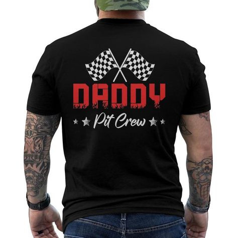 Shop Car Racing Family Matching Daddy Pit Crew Men's Back Print T Shirt. Available on many styles, sizes, and colors. Pit Crew Shirts, Men's Back, Back Print T Shirt, Shop Car, Pit Crew, Funny Gifts For Dad, Mens Back, Red Tee, Car Racing