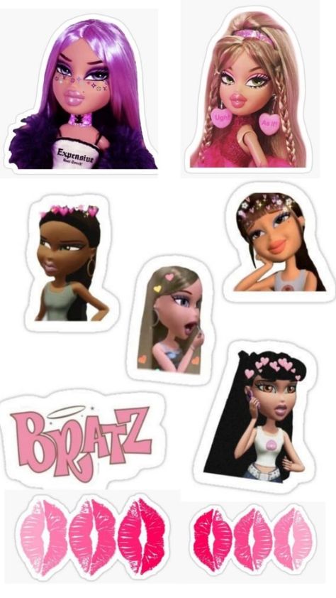 Bratz Stickers Printable, Bratz Clipart, Bratz Birthday Party Ideas Decoration, 2000s Party, Nail Decals Diy, Vintage Birthday Cakes, Art Therapy Projects, Bday Party Theme, Artsy Photos