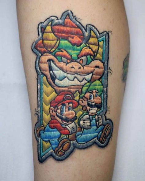 Mansion Tattoo, Super Mario Tattoo, Nintendo Tattoo, Mario Tattoo, Gamer Tattoos, Embroidery Tattoo, Video Game Tattoo, Luigi's Mansion, Gaming Tattoo