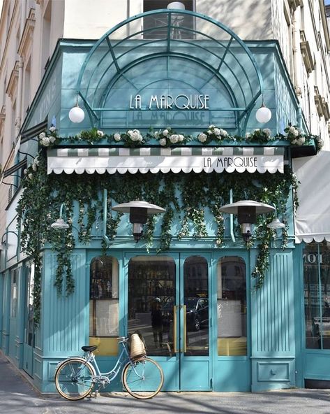 shopfrontspoetry on Instagram: “We are thrilled to add this wonderful shopfront to our gallery! • A magical meeting of @shopfrontspoetry with @bikespoetry! • LA…” French Chateau Homes, Cafe Exterior, Italian Cafe, Cozy Coffee Shop, Classic Building, Mexican Home Decor, Paris Vintage, French Cafe, Chic Spaces