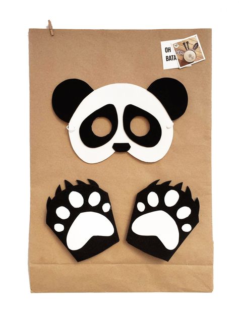 Disfraz Antifaz y Manoplas Oso Panda!- Disfraces para chiquis, de diseño propio y hechos a mano con mucho mucho amor! ❤ Seguinos en Instagram! casa.batata Utilizamos goma eva de excelente calidad y elásticos super resistentes. Confeccionamos las piezas con pegamentos Ecológicos y entregamos nuestros pedidos con bolsita de papel madera y sticker Casa Batata - Mail de contacto: casabatatadesign@gmail.com Elephant Art Drawing, Owl Halloween Costumes, Panda Costumes, Paper Plate Crafts For Kids, Panda Birthday, Summer Crafts For Kids, Preschool Art Activities, Animal Crafts For Kids, Kindergarten Crafts