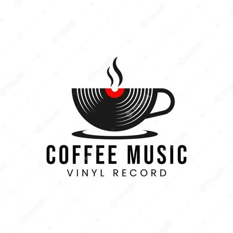 Record Logo, Vinyl Cafe, Vinyl Record Shop, Coffee Shop Branding, Coffee Shop Photography, Typographic Logo Design, Lab Logo, Coffee Music, Coffee Shop Logo