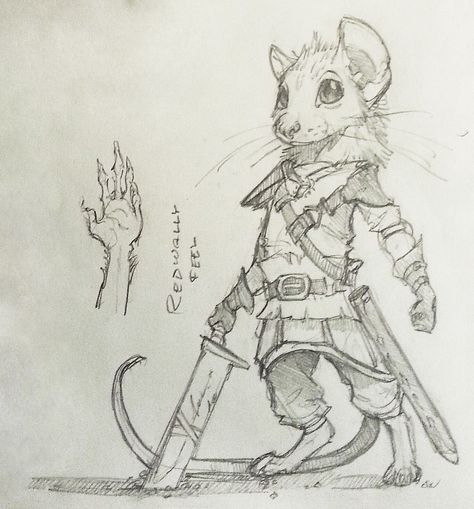 Drawing Anthropomorphic Animals, Humblewood Art, Rat Character Design, Mouse Warrior, Animal Illustration Art, Creature Feature, Animated Drawings, Drawing Artwork, Rodents