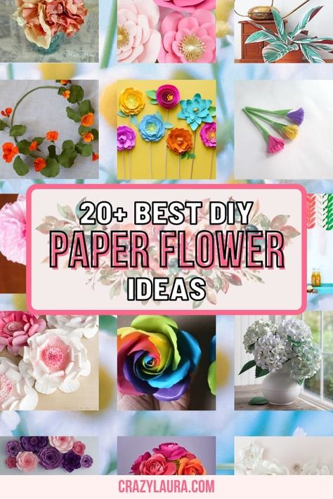 List of the Best DIY Paper Flower Crafts & Ideas #PaperFlowers #DIY #ArtsAndCrafts Paper Flower Ideas, Paper Peonies, Paper Pop, Paper Plants, Paper Flower Crafts, Rainbow Roses, Crepe Paper Flowers, Best Diy, Paper Flowers Diy