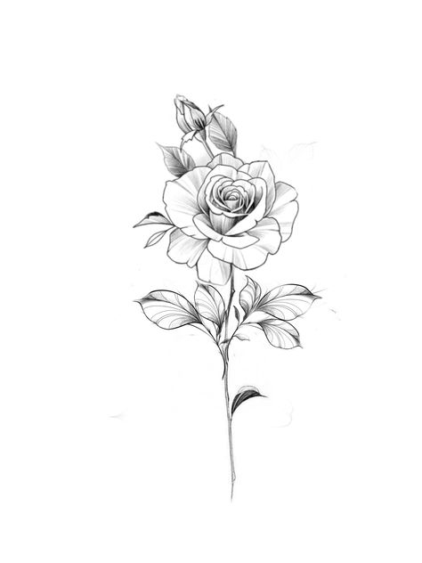 Rose And Stem Drawing, Tattoo On Spine, Tattoo With Cross, Floral Cross Tattoo, Arm Flower Tattoo, Tattoo Back Of Arm, Single Rose Tattoos, Hip Thigh Tattoos, Ear Tattoo Ideas