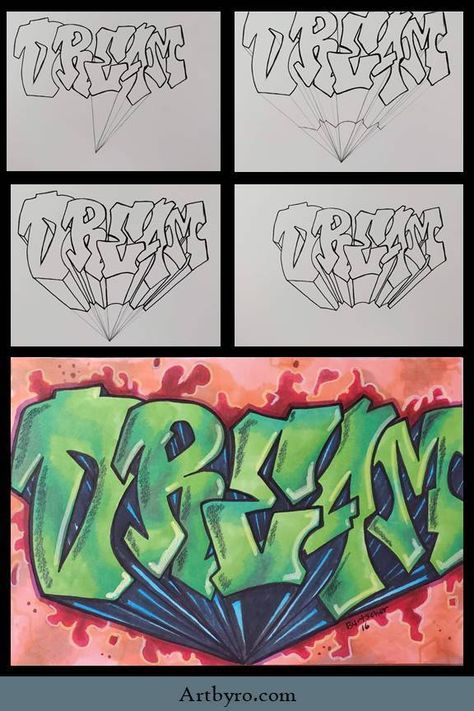 Step By Step Graffiti Letters, Graffiti Lettering 3d, 3d Graffiti Letters Fonts, How To Learn Graffiti, Graffiti Drawing Step By Step, How To Color Graffiti Letters, Graffiti Lettering Step By Step, Letters In Perspective, How To Draw Graffiti Step By Step