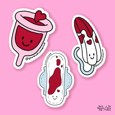 Tampon Illustration, Tampon Drawing, Tampons Aesthetic, Menstruation Aesthetic, Period Stickers, Tablet Aesthetic, Pride Funny, Period Poverty, Cycle Drawing