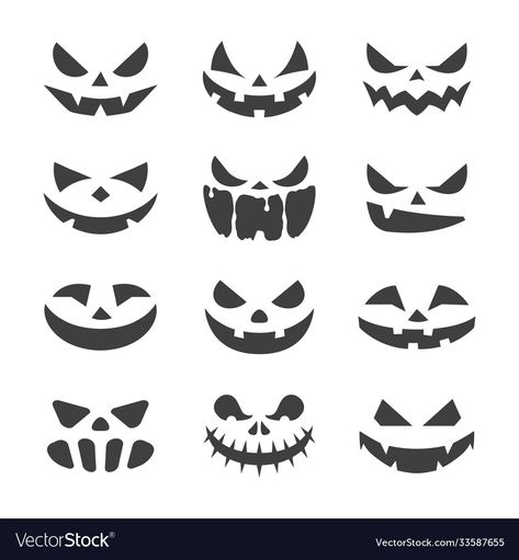 Jack-o-lantern Faces, Different Pumpkin Faces, Winking Pumpkin Carving, Jack O Lantern Faces Scary, Cute Pumpkin Face Carving Ideas, Jack I Lantern Faces, Drawn Pumpkin Faces, Jack O Lantern Faces Ideas, Pumpkin Face Tattoo