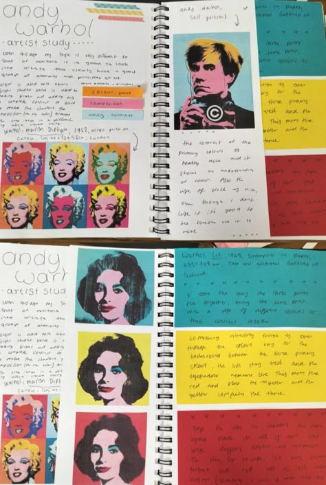 Andy Warhol Gcse Art, Andy Warhol Diaries, Andy Warhol Gcse Sketchbook, Artist Studies Gcse, Celebrity Gcse Art, Andy Warhol Research Page, Andy Warhol Artist Research Page, Pop Art Research Page, Gcse Art Final Piece