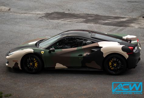 Truck Wraps Ideas, Dark Green Car Wrap, Camo Wrap Car, Camo Wrapped Trucks, Camo Car, Camo Wraps, Mustang Ecoboost, Camo Patterns, Custom Wraps