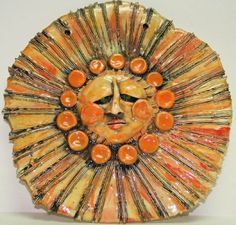 Clay Sun, Pottery Sun, Artist Challenge, Sun Faces, Ceramic Sun, Sun Decor, Morning Art, White Paint Pen, Good Day Sunshine