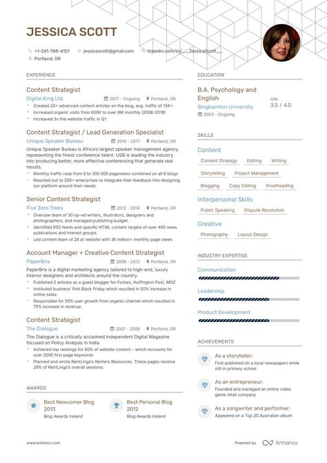 Psychology Resume, Content Strategist, Good Resume, Resume Ideas, Marketing Resume, Good Resume Examples, Best Resume, Resume Tips, Resume Examples