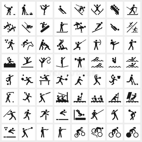 Sport Symbols. Large set of vector sports symbols including all the major winter , #SPONSORED, #vector, #sports, #symbols, #set, #Sport #ad Sports Symbols, Baseball Vector, Olympic Theme, Murals For Kids, Infographic Design Inspiration, Sport Icon, Summer Sports, Ancient Symbols, Stick Figures