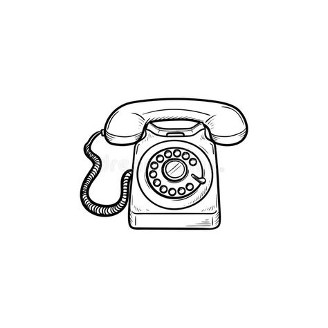 Vintage Telephone Hand Drawn Outline Doodle Icon. Stock Vector - Illustration of design, connect: 127220371 Phone Sketch, Sketch Doodles, Decor Color Palette, Line Art Vector, Doodle Icon, Minimalist Iphone, Vintage Phones, Vintage Telephone, Pink Cases