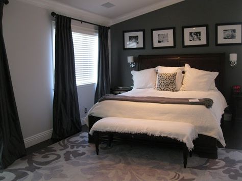 Charcoal Bedroom, Dark Gray Bedroom, Gray Bedroom Walls, Kitchen Ikea, Beautiful Bedrooms Master, Bedroom Images, Grey Bedroom, Woman Bedroom, Gray Bedroom