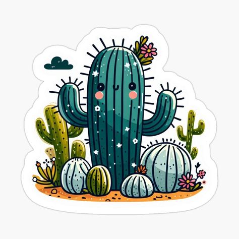 Get my art printed on awesome products. Support me at Redbubble #RBandME: https://www.redbubble.com/i/sticker/Cacti-are-adorable-8-by-creationmagical/163649728.EJUG5?asc=u Cactus Stickers, Desert Vibes, Glossier Stickers, Transparent Stickers, Nature Lover, Cute Stickers, Planner Stickers, A Smile, Sticker Design