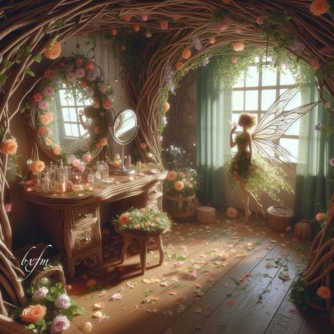 Fairy Magic Aesthetic, Fairytale Room Aesthetic, Fairy Tale Cottage, Fairy Bedroom, Wedding Veil Vintage, Aesthetic Interior Design, Inside Garden, Fantasy Rooms, Fairy Home