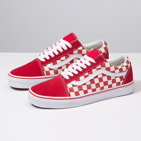 Primary Check Old Skool | Shop At Vans Vans Verdes, Vans Slip On Outfit, Vans Wallpaper, Red Checkered Vans, Cute Vans, Vans Ultrarange, Tenis Vans, Checkered Vans, Vans Checkerboard