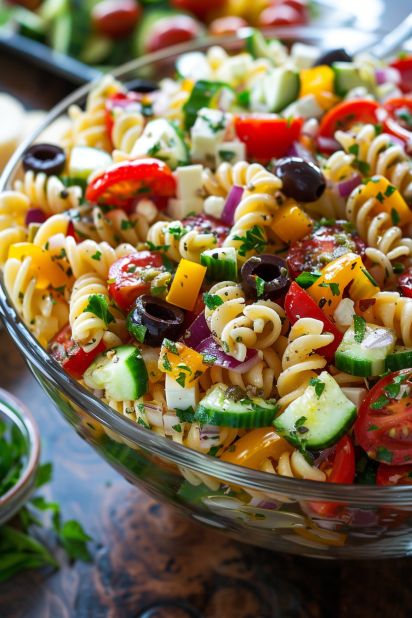 Discover the joy of making Deli-Style Pasta Salad with this simple recipe. It combines vibrant vegetables and flavorful dressing for a refreshing dish. Ideal for picnics, family dinners, or meal prep. Try it today! Easy Simple Pasta Salad, Whole Foods Pasta Salad Recipes, Lunch Prep Pasta Salad, Deli Pasta Salad, Lunch Meal Prep Pasta Salad, Deli Style Pasta Salad, Deli Salads, Vegetable Pasta Salad, Veggie Packed Pasta Salad