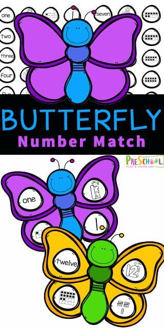 Toddler, preschool, prek, and kindergarten age kids will love this fun, and free Butterfly Number Match Activity. Kids will have fun strengthening counting skills and fine motor skills with the butterfly activity for preschoolers. This number sense activity focuses on the value and representation of numbers 1 to 10. Simply print pdf file with butterfly printable and you are ready to play and learn with this preschool butterfly activities. Insect Centers, Preschool Butterfly Activities, Butterfly Math Activities, Cute Spring Crafts, Preschool Butterfly, Counting Activities For Preschoolers, Butterfly Crafts Preschool, Caterpillar Activities, Insect Study