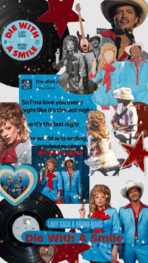 die with a smile -bruno mars and lady gaga 💙❤️ Bruno Mars And Lady Gaga, Die With A Smile Bruno Mars, Pfp Wallpapers, Wallpaper For Iphone, Bruno Mars, I Smile, Lady Gaga, A Smile, Mars