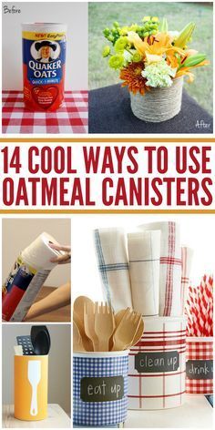 Smart ways to upcycle empty oatmeal cannisters. These are some really cute ideas! Oatmeal Container Crafts, Oatmeal Canister, Canister Crafts, Reuse Containers, Oatmeal Container, Pringles Can, Crazy House, Cool Things To Do, Recycling Containers