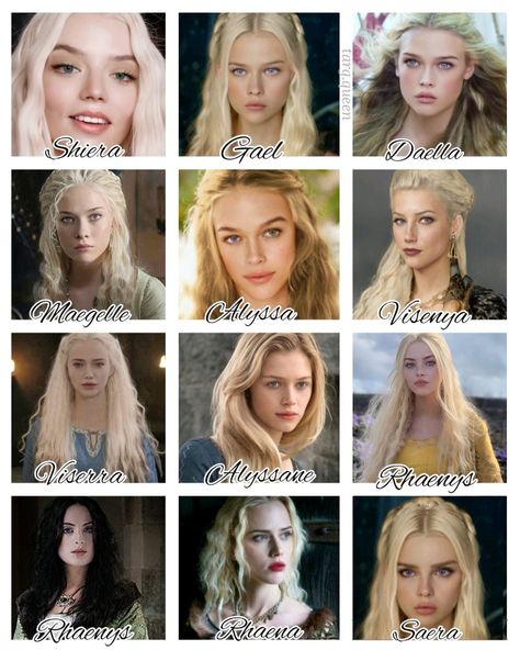 Targaryen Targaryen Female Names, Targaryen Women Names, Targaryen Names, Valyrian Names, Art Breeder Targaryen, Helaena Targaryen Hair, High Valyrian, Targaryen Art, Female Names