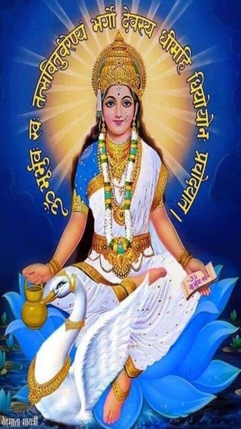 Gaytri Ma Wallpaper, Gayatri Devi Goddesses, Jai Maa Saraswati, Maa Gayatri, Goddess Gayatri, Saraswati Picture, Maa Saraswati, Raju Bhai, Saraswati Photo