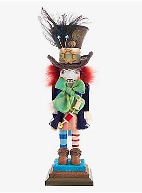 This Kurt Adler 18" Mad Hatter Nutcracker is a delightfully fun and festive addition to any holiday décor. Designed by renowned artist Holly Adler, this nutcracker's design puts a unique, vibrant and memorable twist on traditional nutcrackers. 18" 70% Solid Wood, 15% Fabric, 10% Wood Comp, 5% Resin Imported Item cannot be shipped to P.O. Boxes Alice In Wonderland Series, The Hatter, Katherine's Collection, Mad Hatters, Christmas D, Kurt Adler, Adventures In Wonderland, Disney Alice, Lewis Carroll