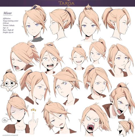 Expression Sheet, Spoke Art, Anime Head, Face Lines, Anime Expressions, Drawing Expressions, Face Expressions, Anime Hair, Character Modeling