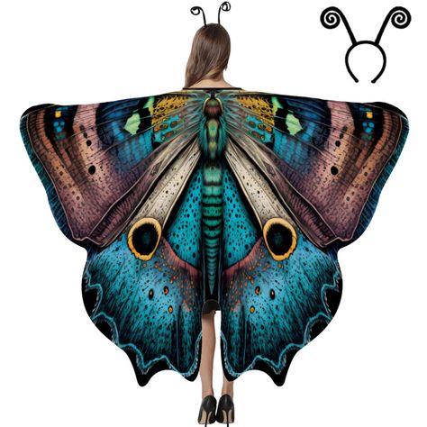 PRICES MAY VARY. Large Size Moth Wings Adult Halloween Costumes - Butterfly moth cape is 78 x 57 inches. Moth wings cape butterfly costume is mainly made of chiffon, smooth and silky to touch, breathable and skin friendly, light in weight, so you can wear it with comfort Moth Wings Butterfly Costumes For Women - This Halloween moth wings butterfly costume are inspired by a real butterfly. Its special design and realistic moth pattern will make you stand out in Halloween parties or outdoor activi Halloween Themed Costumes, Best Unique Halloween Costumes, Mothra Costume, Adult Butterfly Costume, Moth Cape, Mother Nature Costume Diy, Butterfly Costumes, Moth Costume, Firefly Costume