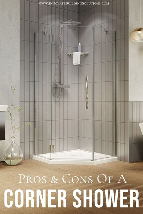 Is a corner shower the best option for your bathroom remodel? Check out more here! Corner Shower Tile, Glass Corner Shower, Corner Shower Stalls, Corner Shower Doors, Corner Shower Kits, Neo Angle Shower, Small Bathroom With Shower, Shower Inserts, Corner Shower Enclosures