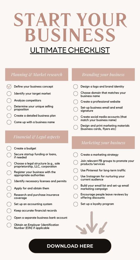 📌 Grab your FREE printable Starting a Business Checklist! Whether you're launching a new business or need branding tips to grow, this step-by-step guide has everything you need—brand strategy frameworks, marketing plan templates, and creative branding ideas to set your business up for success from the very beginning #smallbusinesstips #startingabusiness Starting A Business Checklist, Before Starting A Business, Start A Non Profit, Innovative Business Ideas, Small Business Plan Template, Social Media Small Business, Virtual Assistant Tools, Business Plan Template Free, Small Business Tools