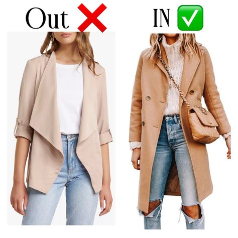 What's In Vs What's Out Winter Fashion Trends 2024 - Christinabtv Fall Fashion Trends Casual, Latest Winter Fashion, French Style Clothing, Millennials Fashion, Denim Jacket Fashion, Fall Fashion Trends Women, Fashion Trends Winter, Winter Outfits For Work, Current Fashion Trends