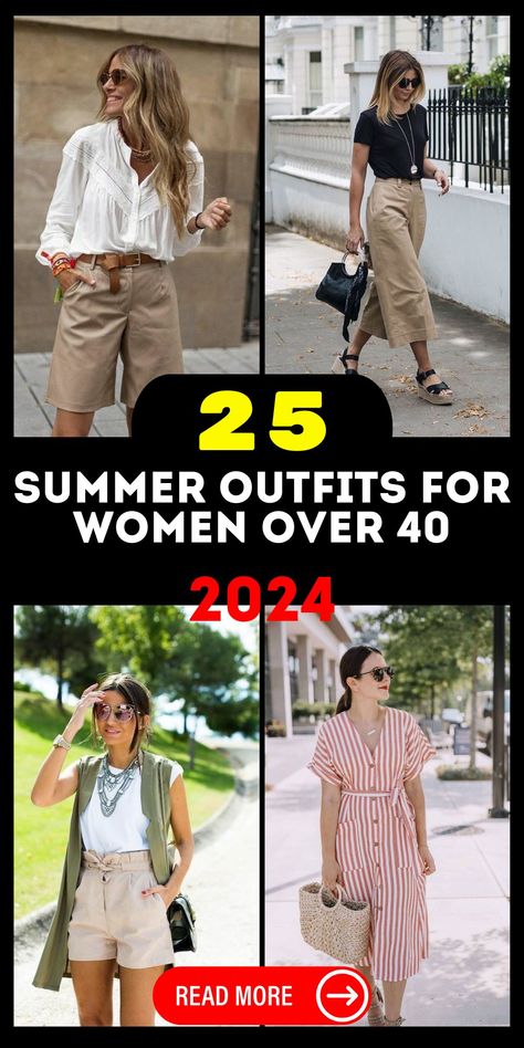 Chic 2024 Summer Fashion Trends for Women Over 40 | Classy & Casual Outfits Smart Casual Work Attire, Running Errands Outfit, Classy Street Style, Summer Outfits For Women, Classy Summer Outfits, Casual Summer Outfits For Women, Summer Outfits Women Over 40, Summer Trends Outfits, Summer Attire