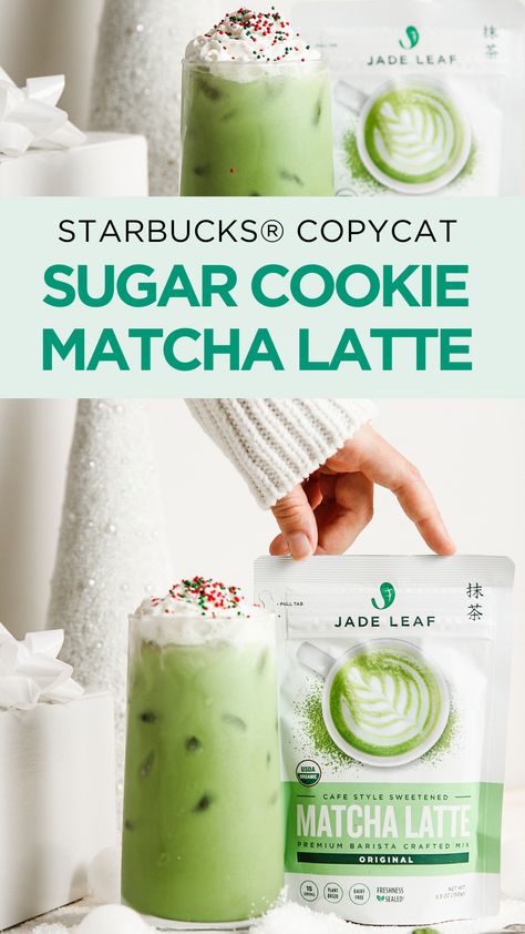 #matchagreentea #matcha #matchatea #matchaholic #matchalover #matchaaddict #matchadessert #matcharecipes #matchalove #matchaeverything #iamwellandgood #ilovematcha #healthyish #jadeleafmatcha #starbuckscopycat #holidaydrinks #organic #organicmatcha #matchaaesthetic #matchalatte Iced Matcha Drinks, Sweet Matcha Recipes, Starbucks Matcha Green Tea Latte Recipe, Sugar Cookie Almond Milk Latte, Starbucks Matcha Drinks, Matcha Coffee Latte, Starbucks Matcha Green Tea, Iced Matcha Latte Recipe, Sugar Cookie Latte