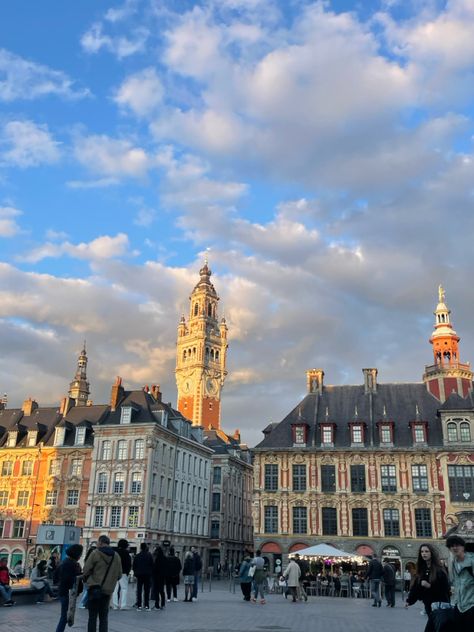 Lille, ville, grand place, nord, france, beffroi, aesthetic, sunset, fall Grand Place, Lille France, Aesthetic Sunset, France Paris, Lyon, Paris France, Paris, France, Collage