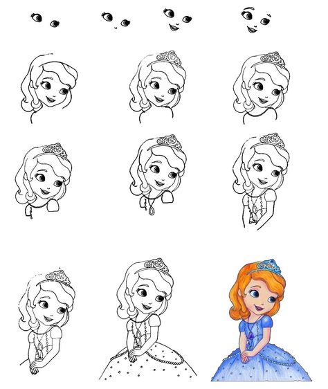 How To Draw Princess Sofia In 13 Simple Steps 1 Sofia The First Drawing, Princess Drawings Easy, How To Draw Princess, Lol Coloring Pages, Lol Coloring, Princess Sofia The First, First Drawing, How To Draw Eyebrows, Princess Drawings