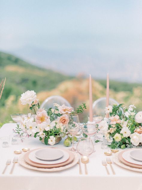 Table Meadows Wedding, Pastel Floral Table Decor, Moss And Blush Wedding Table, Floral Table Linen Wedding, Blush And Moss Wedding Flowers, Head Table Wedding Decorations, Kings Table, Green Tablecloth, Pink Head