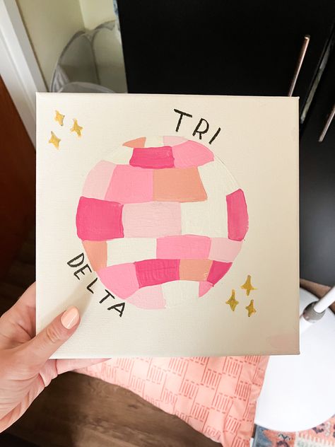 Big And Little Sorority Gifts, Kd Canvas Painting, Cute Sorority Canvas Ideas, Axo Painting, Sorority Canvas Paintings Simple, Sorority Art Canvases, Tri Delta Painting Ideas, Taylor Swift Sorority Canvas, Sorority Artwork