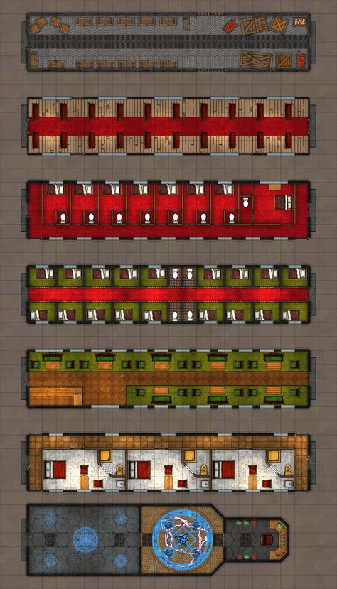 Indivdual car maps for the Rekkenmark Express Lightning Rail spur travelling through Karrnath toward the Aundarian border. Dnd Train Map, Train Map, Dnd Maps, Rpg Map, Train Art, D D Maps, Dr Stone, Tabletop Games, Board Games