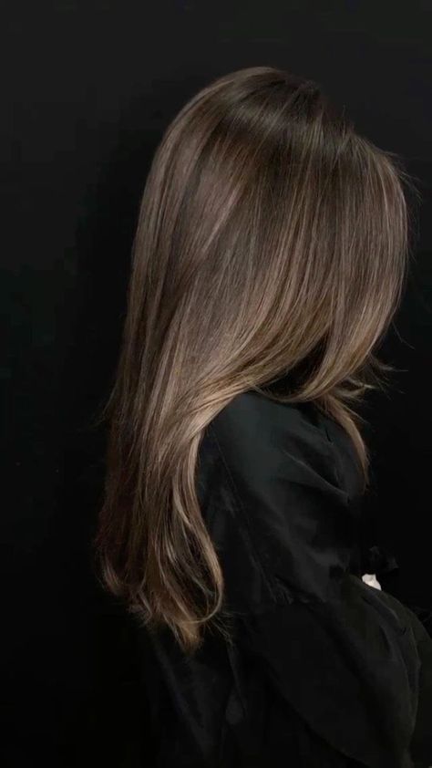 Honey Balayage Brown Hair, Honey Brown Hair On Black Hair, Perfect Brunette Hair, Long Balayage Hair Brunette, Honey Brown Balayage On Black Hair, Honey Brown Highlights On Black Hair, Brunette Hair Straight, Haircolor 2024 Women, Hair Balayage Black