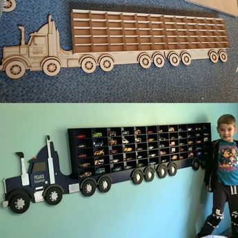 Monster Truck Storage, Hot Wheels Room, Toy Car Storage, Toddler Boy Room Decor, Truck Storage, Cars 4, Cars Room, Pallet Furniture Living Room, Toddler Boys Room