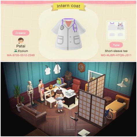 Made a custom design for post-graduate medicine intern coat featuring my doctor's clinic! https://twitter.com/SQR_Bipyramidal/status/1335968205676765184?s=19 Doctor Coat, Doctor Office, Island Ideas, Animal Crossing, Nursing, Medicine, Custom Design, Twitter, Animals