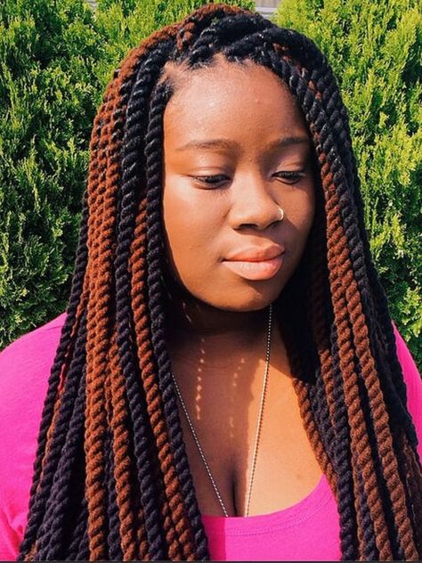 Wool Twist Braids Hairstyles, Yeye Wool, Yarn Hairstyles, Box Braids Sizes, Yarn Braids Styles, Twist Braids Hairstyles, Yarn Twists, Wool Twist, Bts Hairstyle